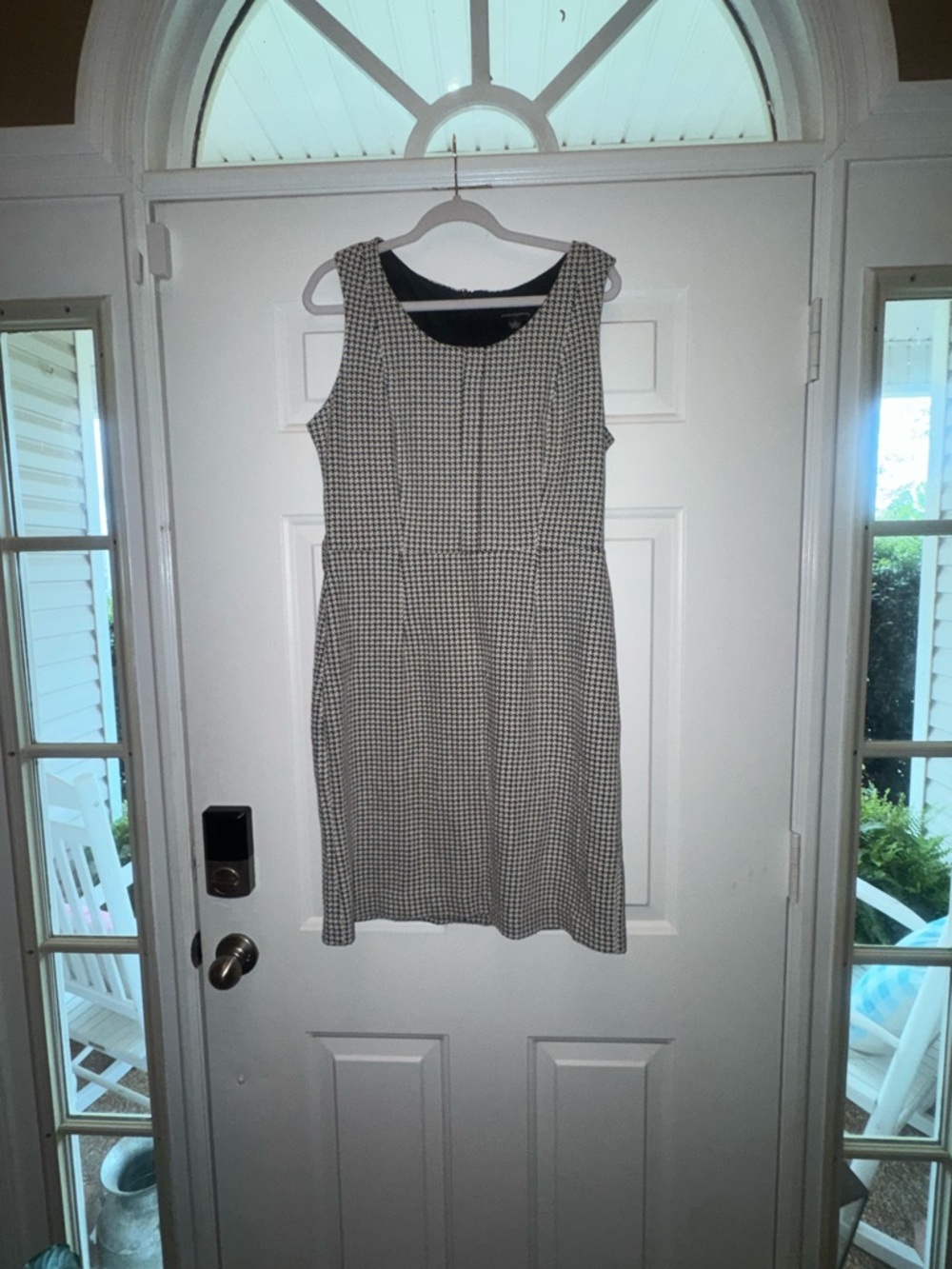 Sleeveless Black & White Houndstooth Sheath Dress